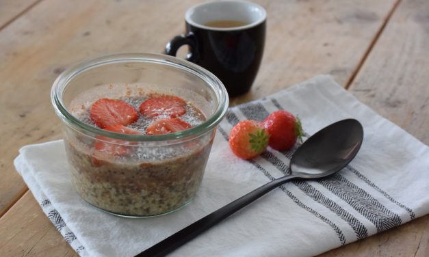 Overnight oats met aardbeien