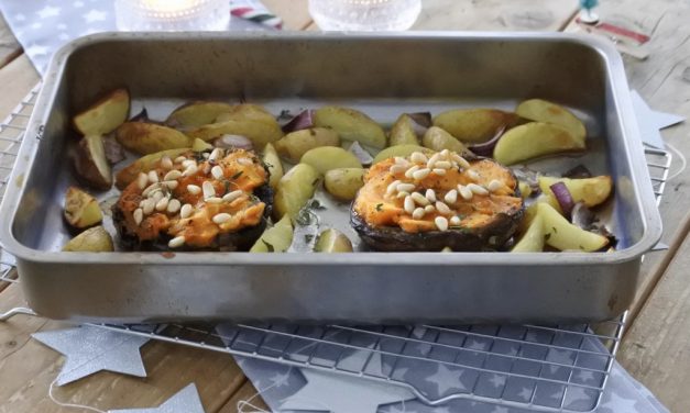 Gevulde portobello’s met pompoenpuree