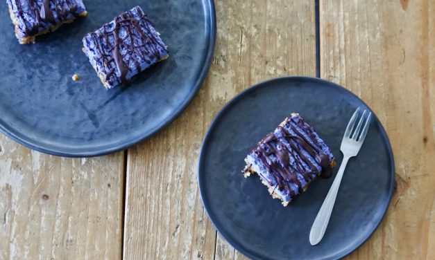 Raw taartjes met blauwe bessen